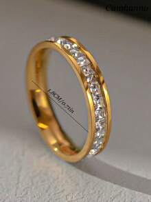Camhanno 3pcs Light Luxury Style 18K Gold Plated Stainless Steel Jewelry, Solid Material And Exquisite Craftsmanship, Skin-Friendly And Breathable, Suitable For Wearing Individually Or Layering To Meet Different Daily Matching Needs. - Gold - View 4