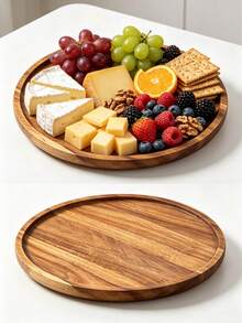 1 pieza Bandeja de madera de acacia, Bandeja de madera, Plato de postre, Plato de aperitivos, Adecuado para usar en cocinas y comedores. Sostener alimentos. Accesorios de cocina, Bandejas decorativas de cocina. Organizar Dim Sum, Sushi, Verduras y Frutas. Halloween, Temporada de cosecha, Navidad - Amarillo - Ver 6