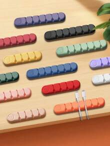 Bear Silicone Desktop Cable Organizer, Desktop Data Cable Earphone Cable Clip Cable Management Storage Winding Cable Holder - Multicolor - View 2