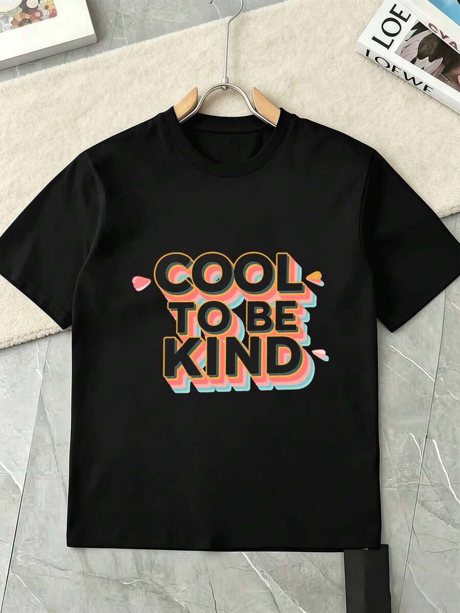Cool Kindness Graphic Men's T-Shirt In Soft Cotton, Street Hip-Hop Style, Comfortable, Durable, Graphic Design - Hitam - View 1