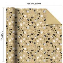 1 捲 5m 包裝紙 DIY 禮品，咖啡圖案單面霧面，牛皮紙 43cm*500cm，加厚禮品包裝紙，適用於生日禮物、慶祝派對、婚禮派對、男孩女孩的節日禮物 - 咖啡牛皮紙-5m - 查看 5
