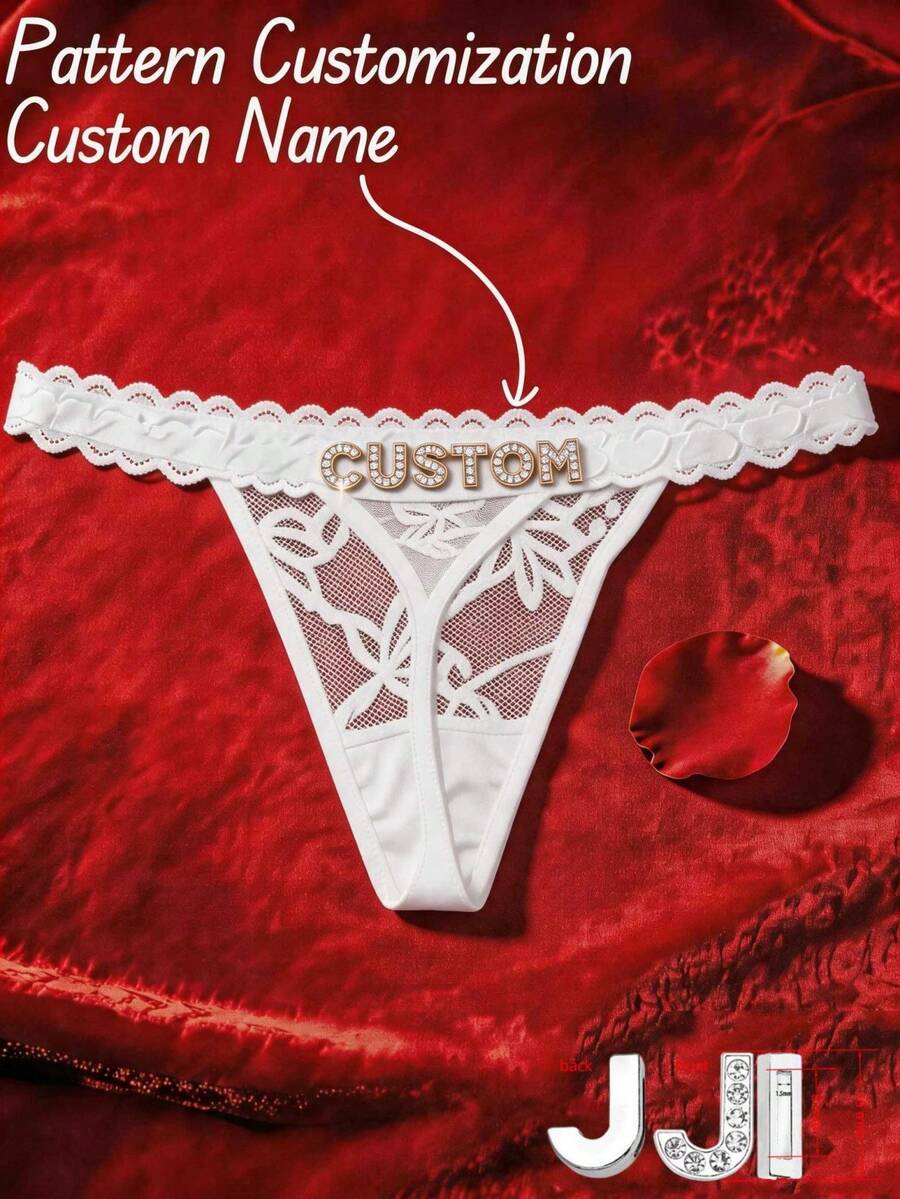 1pc Custom Letter Women's Lingerie, Unique Exclusive Design, Perfect Gift For Wife, Girlfriend On Holidays And Anniversaries - White - View 1