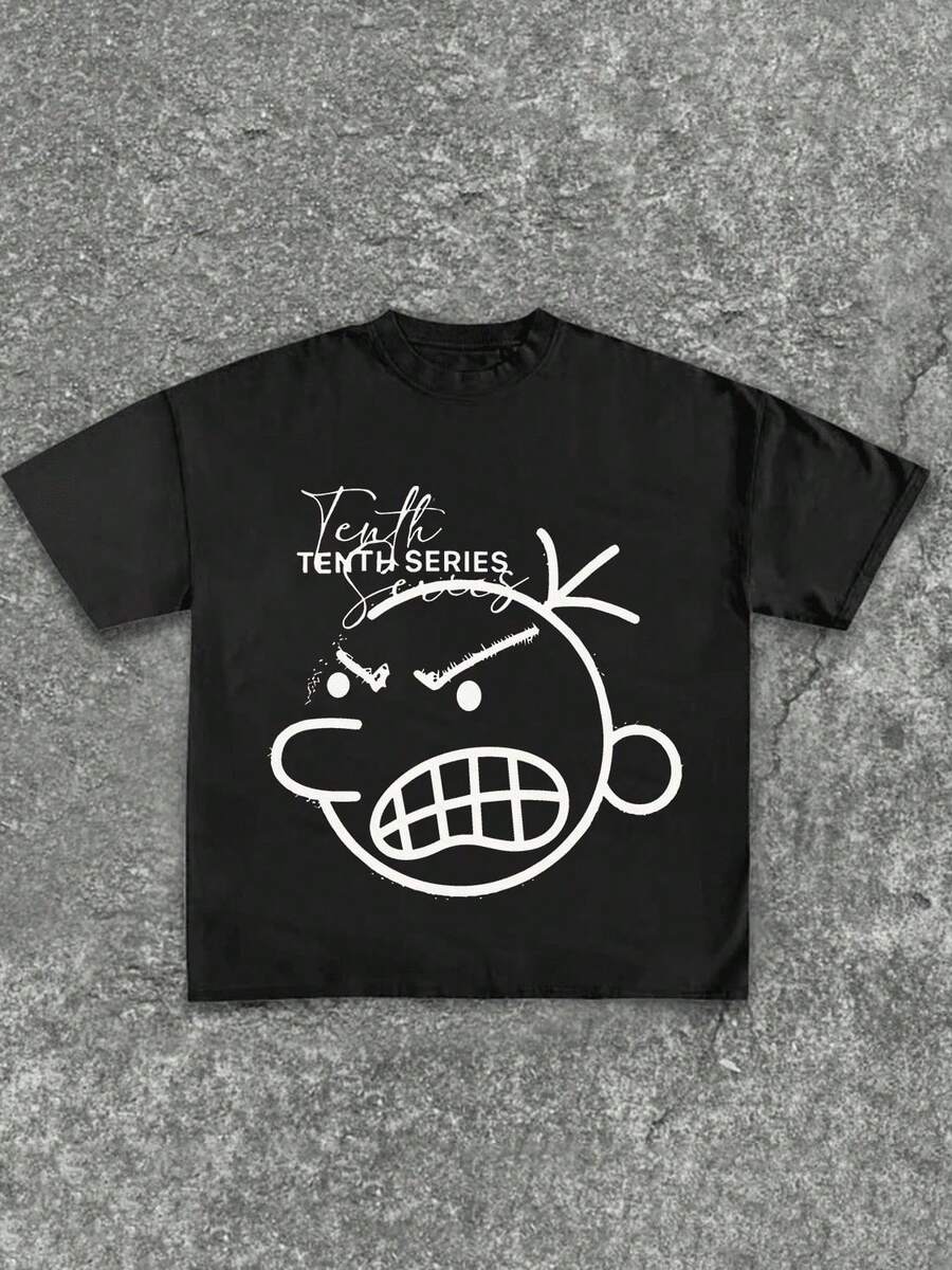 Camisetas de Talla Grande para Mujer, Serie Diez Y2k Hop Rapper Punk, (1 Pieza) Camiseta Casual Estampada 100% Algodón - Negro - Ver 1