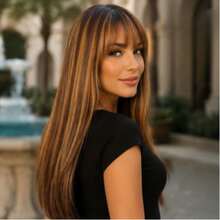 Long, Straight Wig With Bangs - Heat-Resistant Fiber, Suitable For Daily Use, 60 Cm, 280 G, KAYANE - Natural Black - View 6