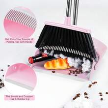 BSKLIN Broom And Dustpan Set For Home, 52u201d Long Handle Broom With Dustpan Combo Set With Dust Pan Teeth To Clean Hair Sweeping Set For Kitchen Hardwood Floors Pet Hair (Pink) - ColorD - View 3