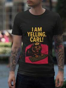 Unisex T-Shirt,I Am Yelling, Carl! T-Shirt |   Princess Donut & Dungeon Crawler Carl Fan Art YRZN - 黑色 - 查看 1