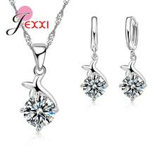 925 Sterling Silver Plating Necklace And Earring Set With Cubic Zirconia, Cross, Heart And Butterfly Design, Fashion Jewelry For Women. - 32901 - 查看 1