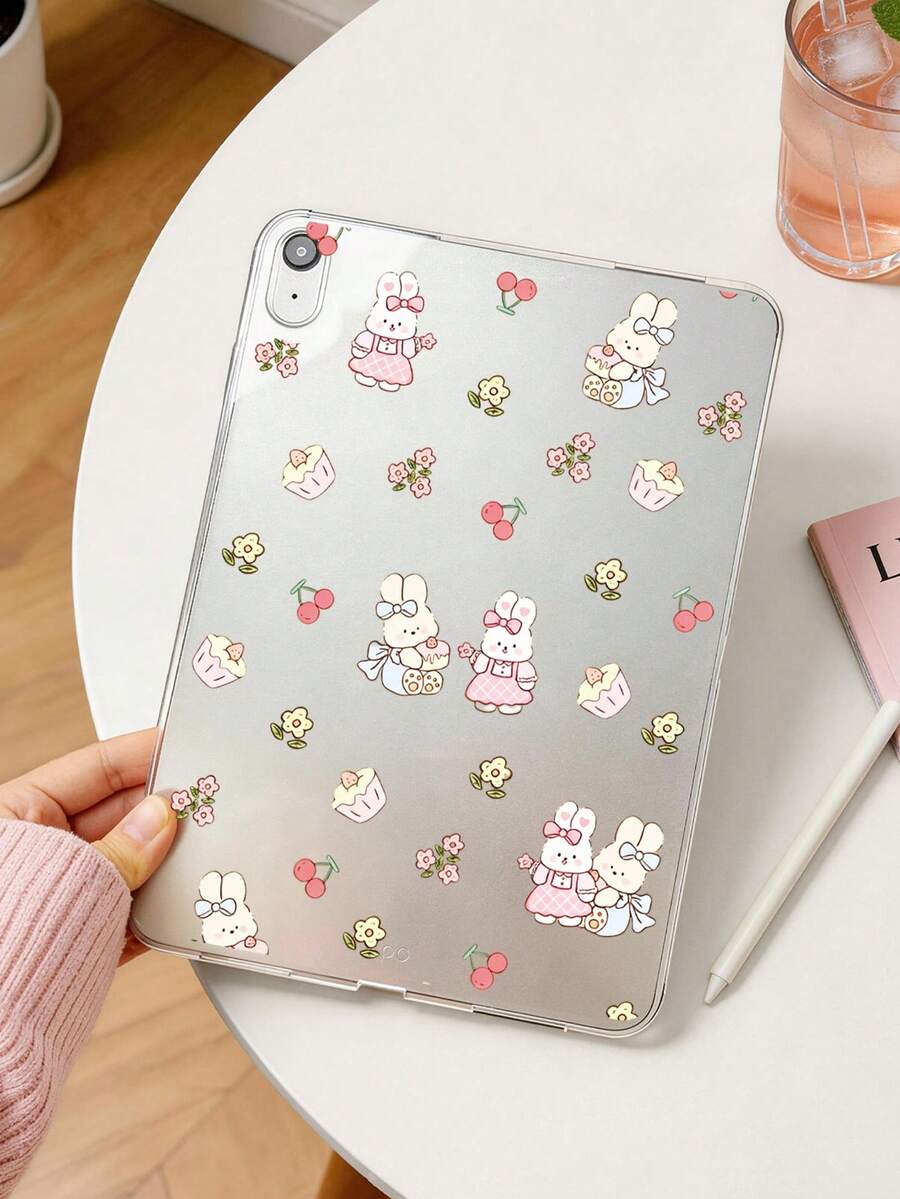 1 buah Casing Tablet TPU Lembut Motif Kelinci Ceri Bunga yang Dilukis, Kompatibel dengan iPad 10.2/10.5/Air4/Air5/10.9/Pro 11"/Generasi ke-10/Air 11-In.(M2)-2024/Pro11-In.(M4)-2024/ Air 11-Inch (M3) 2025/ (A16) 11 Inch Generasi ke-11/Galaxy Tab A7 10.4 Inch/A8, Casing Pelindung Tablet TPU Lucu/Menyenangkan/Personalisasi, Casing Transparan Tanpa Slot Pena, Pena Hanya untuk Tampilan Tidak Termasuk, Casing Lembut Ultra Tipis Ringan - MultiWarna - View 1