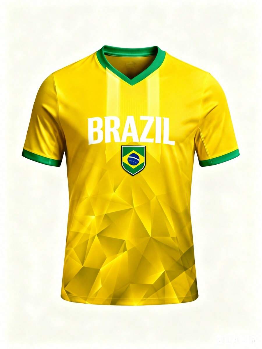 2025 Brazil Flag Soccer Jersey Polyester Short Sleeve Jersey For Fans-Comfy Breathable Sports Top - 紅色 - 查看 1