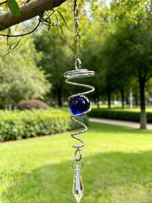 1set Colorful Crystal Spiral Wind Chime Pendant, Rotating Glass Ball Ornament, Prism Pendant, Suitable For Outdoor Garden And Patio Decoration, Rotating Light-Absorbing Pendant, Suitable For Home Gardening, Party And Holiday Decoration. - A - View 10