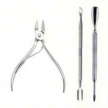 Kit de Ferramentas de Manicure Profissional em Aço Inoxidável com Cortador de Unhas, Tesoura, Alicate, Empurrador e Removedor de Cutículas Multifuncional para Cuidados com as Unhas - Prata - Visão 9