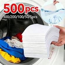 500/300/200/100/50/5片裝吸色片 防染色劑吸色布，適用洗衣機，防止衣物染色，加強衣物保護，輔助衣物護理 - 白色 - 查看 2