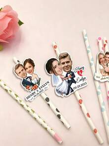 1/3/6/12PCS Customized Portrait Photo Stickers,Personalized Portrait Stickers,Customized Text Stickers,Her Exclusive Stickers,Suitable For Birthday,Wedding,Housewarming,Family Use,Personal Items,Fashionable And Unique,Ideal For Gifting To Friends - Multicolor - View 7