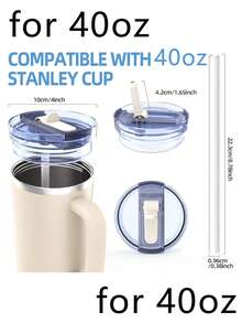 Replacement Flip Lid Straw Cover For 40oz Tumbler, Leak-Proof Splash-Proof Reusable Cup Lid, Compatible With 40oz Tumbler Accessories, White, Black, Beige, Blue, Pink - Multicolor - View 2