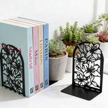 Hollow Metal Bookend With Natural Floral Pattern, Suitable For Organizing And Decorating Bookshelves And Bookcases, An Artistic Gift For Book Lovers, Bibliophiles And Office Workers - One Size - View 12