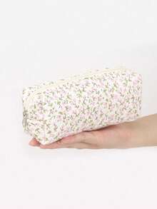 Rectangular Creative Pencil Case With Bow, Cherry Blossom & Floral Patterns. Stylish & Portable Stationery Organizer, Ideal For Desk Storage. Essential School Supplies For Students. - Multiple Styles - View 10