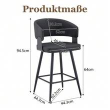 Modern Upholstered Dining Chair With Backrest And Armrests, Minimalist Restaurant Chair For Home, Kitchen, Hotel, Showroom, Mid-Century Style - 黑色 - 查看 5