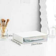 3pcs Multi-Use Stackable Drawer Organizer, Clear Desktop Storage Box, Multi-Grid Container For Cosmetics, Stationery & Small Items - White - View 2