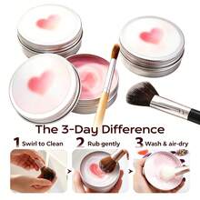 Makeup Brush Cleaner Soap With Silicone Cleaning Pad,2-In-1 Solid Makeup Brush Cleaner Balm,Deeply Cleans Waterproof Makeup For Synthetic And Natural Brushes And Sponges (Heart 100g)Make Up Sponge/Eyebrow Gel Pencil/Facial Sponge/Makeup Pencil - Heart-shaped - View 5