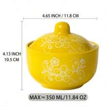 NTKOW 1 Piece Boho Hand-Painted Ceramic Casserole Bowl With Lid, 4.65-Inch Single Serving Stew Bowl, Microwave & Refrigerator , Perfect For Steamed Eggs, Soup, Bird's Nest, Family Meals, Holidays & Daily Home Use - View 10