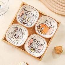 TOM AND JERRY. 1pc Official Authentic Super Cute Ceramic Small Square Bowl, Thickened Heat-Resistant Seasoning Dish, Long-Lasting Non-Fading Underglaze Color, Multi-Purpose Bowl For Snacks / Side Dishes / Dipping Sauces - Multicolor - View 6