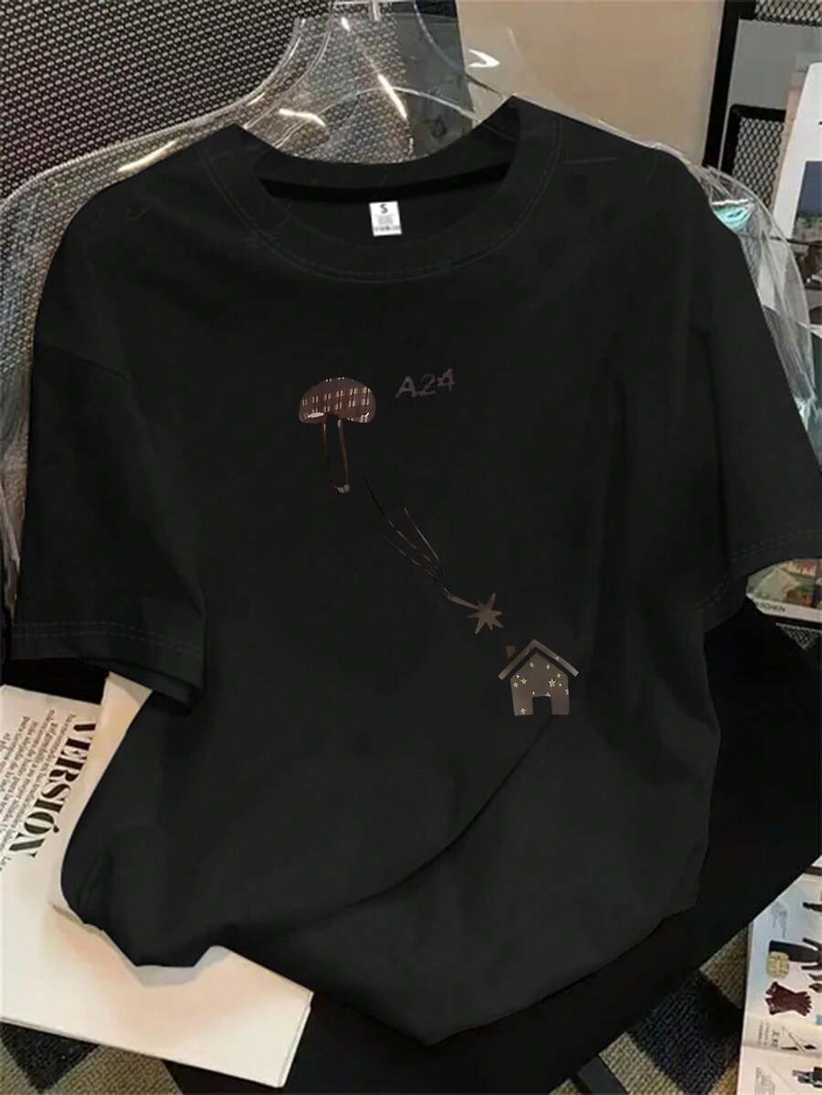 Halloween Graphic T-Shirt - 黑色 - 查看 1