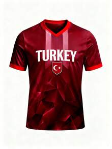 2025 TURKEY Flag Soccer Jersey Polyester Short Sleeve Jersey For Fans-Comfy Breathable Sports Top - Màu vàng - Xem 1