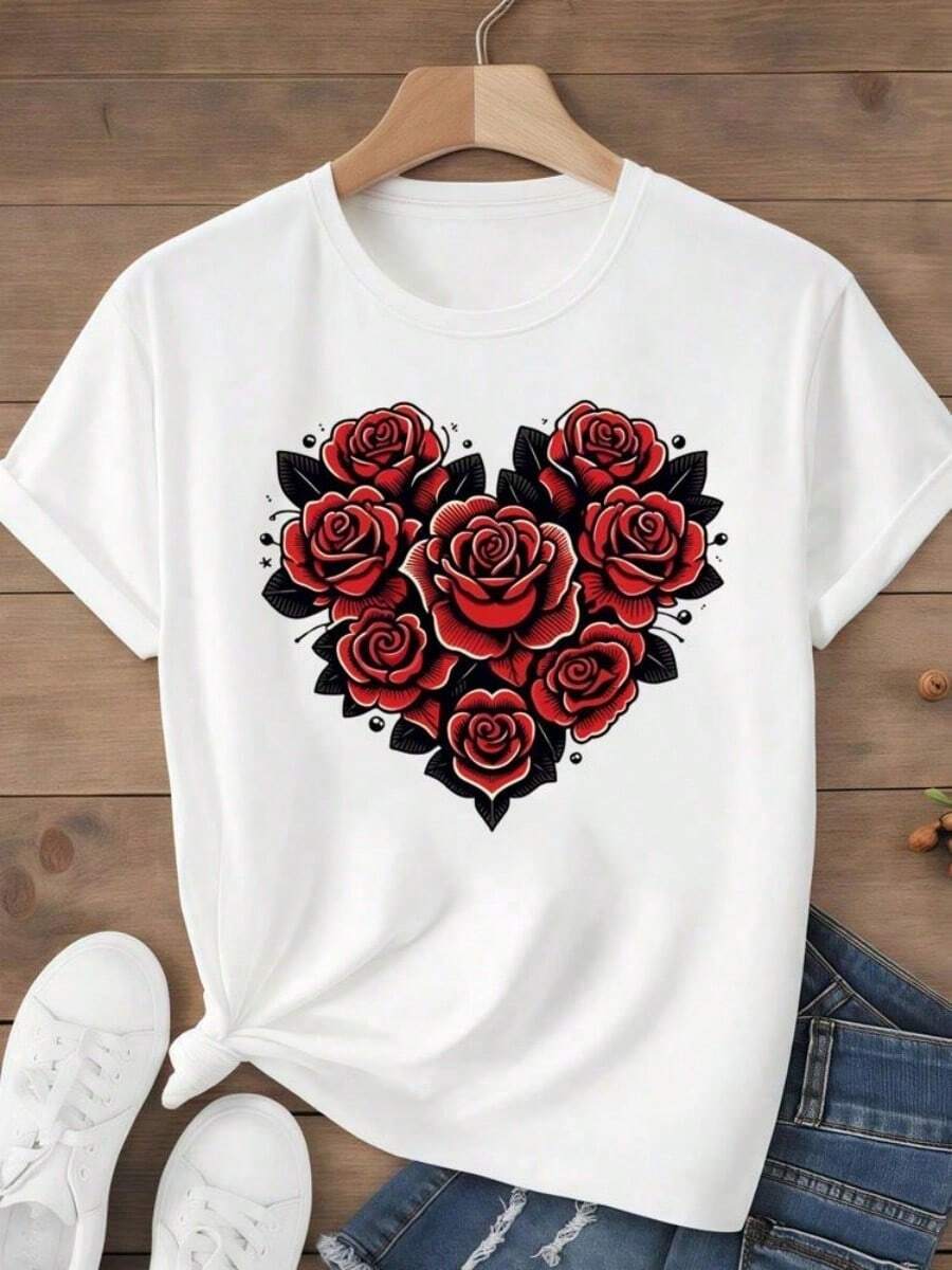 LXF2026Ropa Cuello O Moda Estampado de Mariposa Camiseta de Mujer Camiseta de Mujer Camiseta de Moda Estampada Camiseta de Mujer de Manga CortaXIAM - Blanco - Ver 1