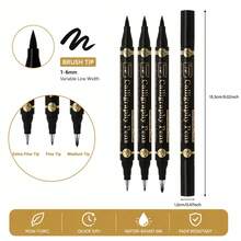3pcs/Set Dual-Tip Calligraphy Pens, 4 Different Tip Sizes (Extra Fine/Fine/Medium/Bold), Black Ink Marker Pens, Suitable For Calligraphy, Hand Lettering, Drawing, Bullet Journaling, Signing And Artistic Writing - Dual-tip - View 2