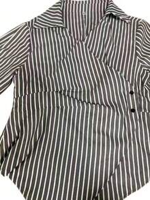 Camisa Rayas Manga Larga Asimétrica 2026 - negro - Ver 5