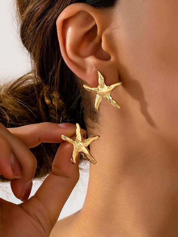 1 Pair Fashionable Versatile Vintage Starfish Women's Stud Earrings