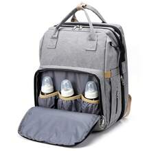 Portable Diaper Changing Backpack, Large Capacity, Multi-Purpose, Waterproof Diaper Bag, Suitable For Parents To Carry When Taking A Stroller. - Grey - View 1