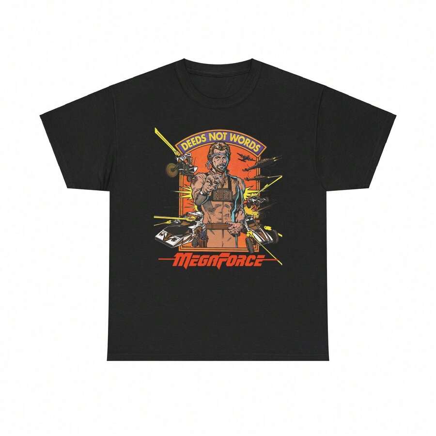 Megaforce Deeds Not Words 1982 Movie T-Shirt - Royal Blue - View 1