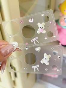 Cute 3D Bear Bling Rhinestone Pearl Scratch Resistant Transparent Base Lens Camera Protector Compatible With IPhone 17ProMax 17Pro Camera Accessories Durable Clear Protective Layer Camera Lens Cover - Pure White Bear - View 5