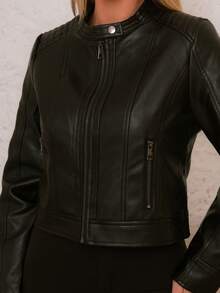 Women's Jacket Look Suede | Faux Leather Style | Lightweight And Stylish - 深灰色 - 查看 1