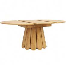 Extendable Dining Table, Kitchen Table, Balcony Table, Wooden Dining Table, Round Table That Extends To Oval, 118-158 Cm, Seats Up To 6, Wood Color - 自然色 - 查看 6