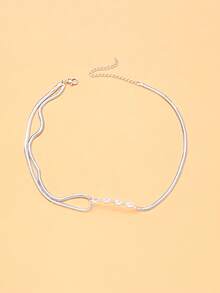 outingfit 1pc European And American Style New Minimalist U-Shaped Rhinestone Choker Necklace, Fashionable Personalized Premium Feel Choker For Women - Geometry - View 4