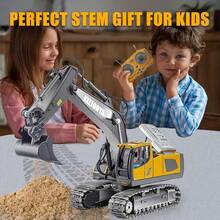 Remote Control Excavator, Suitable For 6-12 Years Old Boys Toy. 11-Channel Remote Control Construction Vehicle With Sound And Light Effects And Metal Bucket. Perfect As A Birthday Gift For Children 6 Years Old And Above. (2.4 GHz Frequency) - Multicolor - View 9