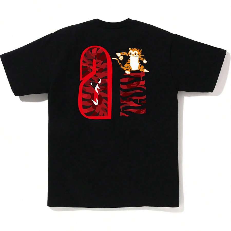 Tops Vestido T-shirt Preto Retro Tubarão para Mulher - Preto - Ver 1