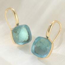 Vintage Square Glass Bead Earrings, Elegant Gift For Women's Party And Banquet - Gold - View 6