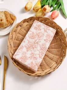 20pcs Disposable Paper Napkins Are The Perfect Choice For Western-Style Party-Printed Tableware. Their Simple Lace Patterns Suit Birthdays, And Other Occasions. Ideal For Indoor And Outdoor Dining, Festive Home Tableware, - A - View 2