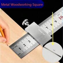 30cm/40cm Metal Woodworking Square Ruler Woodworking Tool Steel Ruler Positioning Limit Block Measurement Marking Gauge Square Measurement Marking Stop Block - Silver - View 3
