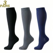1/3/4/6/8 Pairs Black Beige White Blue Grey Sports Running Cycling Compression Socks, Unisex Circulation Running Nurse Socks - Multicolor - View 29