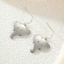 1 Pair Cute Elephant Head Dangle Earrings, Silver Minimalist Animal Swing Earrings, Suitable For Women - Silver - View 2