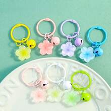 Colorful Cherry Blossom Card Ring Bell Keychain Sweet Fresh Bag Pendant Accessory DIY Perler Beads Material Random 3/5pcs - Multicolor - View 3