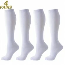 1/3/4/6/8 Pairs Black Beige White Blue Grey Sports Running Cycling Compression Socks, Unisex Circulation Running Nurse Socks - Multicolor - View 49