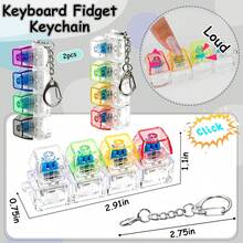 1pc Keyboard Stress Relief Toy, 4-In-1 Keyboard Stress Relief Button Fingertip Clicker Keychain, Button-Style Stress Relief Fingertip Toy, Stress Relief Gift - Multicolor - View 7