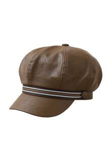 1 chiếc mũ beret newsboy nữ, mũ bóng chày mặt phẳng bát giác, phong cách Anh, thiết kế mới, tôn dáng mặt, phù hợp du lịch ngoài trời mùa thu/đông - Nhiều màu - Xem 3