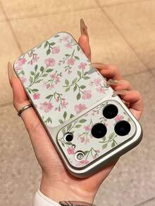 Fashionable Luxury Pink Floral Pattern Shockproof Full Coverage Phone Case, New Spring Floral Pattern Shockproof Phone Case, Instantly Transform 17promax Leather Texture Phone Case, Compatible With Apple 17/17 Pro Max/16 Pro Max/15 Pro Max/17 Pro/11 12 13 14 15 16/12/12 Pro/14 Pro Max/13 Pro Max/16 Pro, Spring Birthday Gift - Beige - View 5