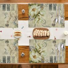 1 pièce/4pcs/6pcs, Décoration d'intérieur, Napperons en lin imprimés avec motif de collage artistique vintage, convenant pour la table à manger, décoration toutes saisons pour le printemps, l'été, l'automne, l'hiver, style moderne lavable, décoration de chambre, napperons, sous-verres, napperons de table de cuisine, décoration de fête intérieure et extérieure, décoration d'intérieur, cadeau idéal - Multicolore - Voir 9
